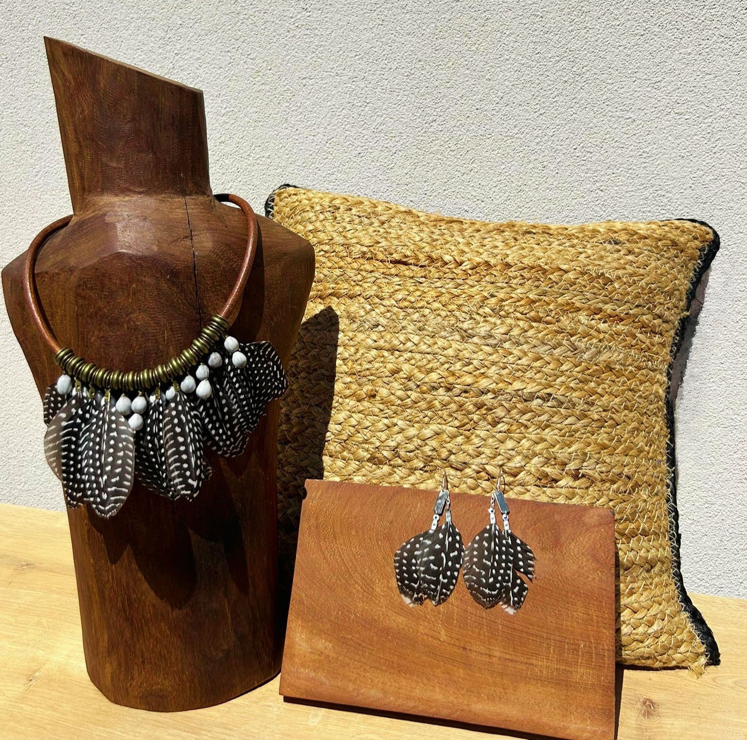 Guinea Fowl feather Earrings