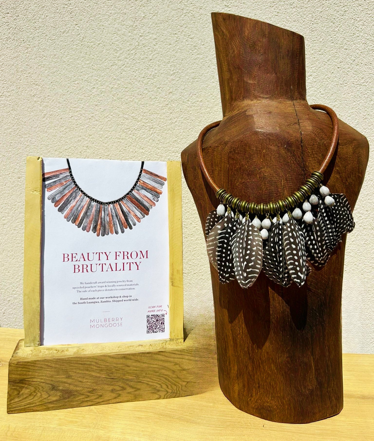 Guinea Fowl Feather Necklace